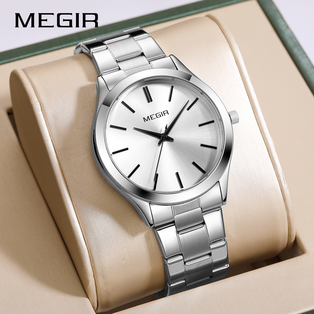 MEGIR Luxury Simple Quartz Men's Watch Business Stainless Steel Bracelet Luminous Watches Man High-Quality Clock reloj hombre