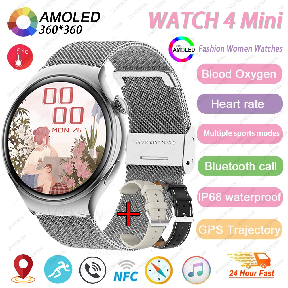 2025 New GPS NFC Bluetooth Call Smartwatch  Women Watch 4 mini Sports Track Heart Rate Oximetry Monitor Health Smartwatch Woman