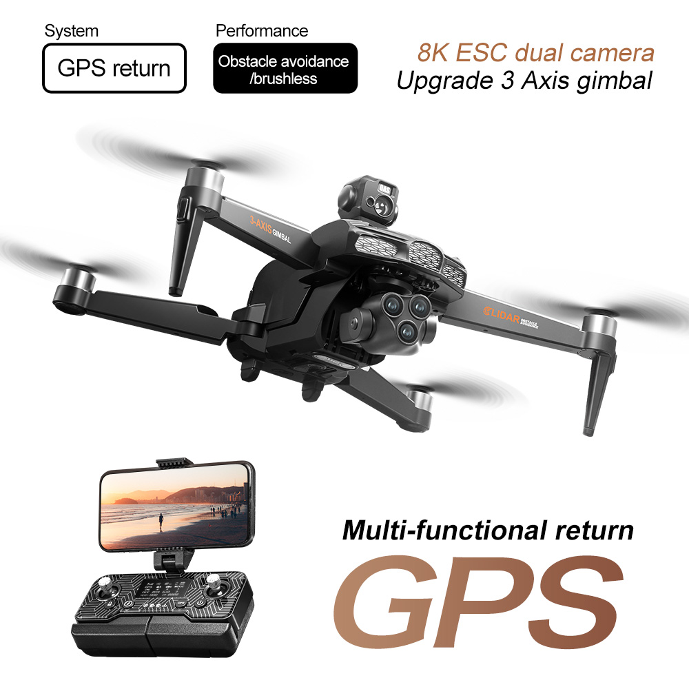 2025 V668 GPS Drone 5KM 8K Professional HD Dual Camera 3-Axis Gimbal Brushless Laser Obstacle Avoidance FPV Dron RC Quadcopter