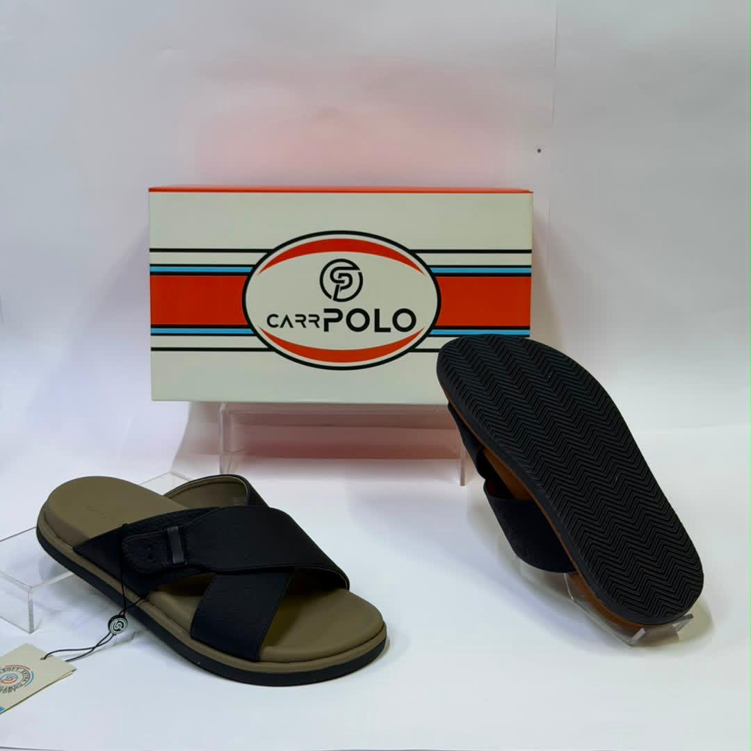 CarrPolo White & Brown Cross-Strap Sandals