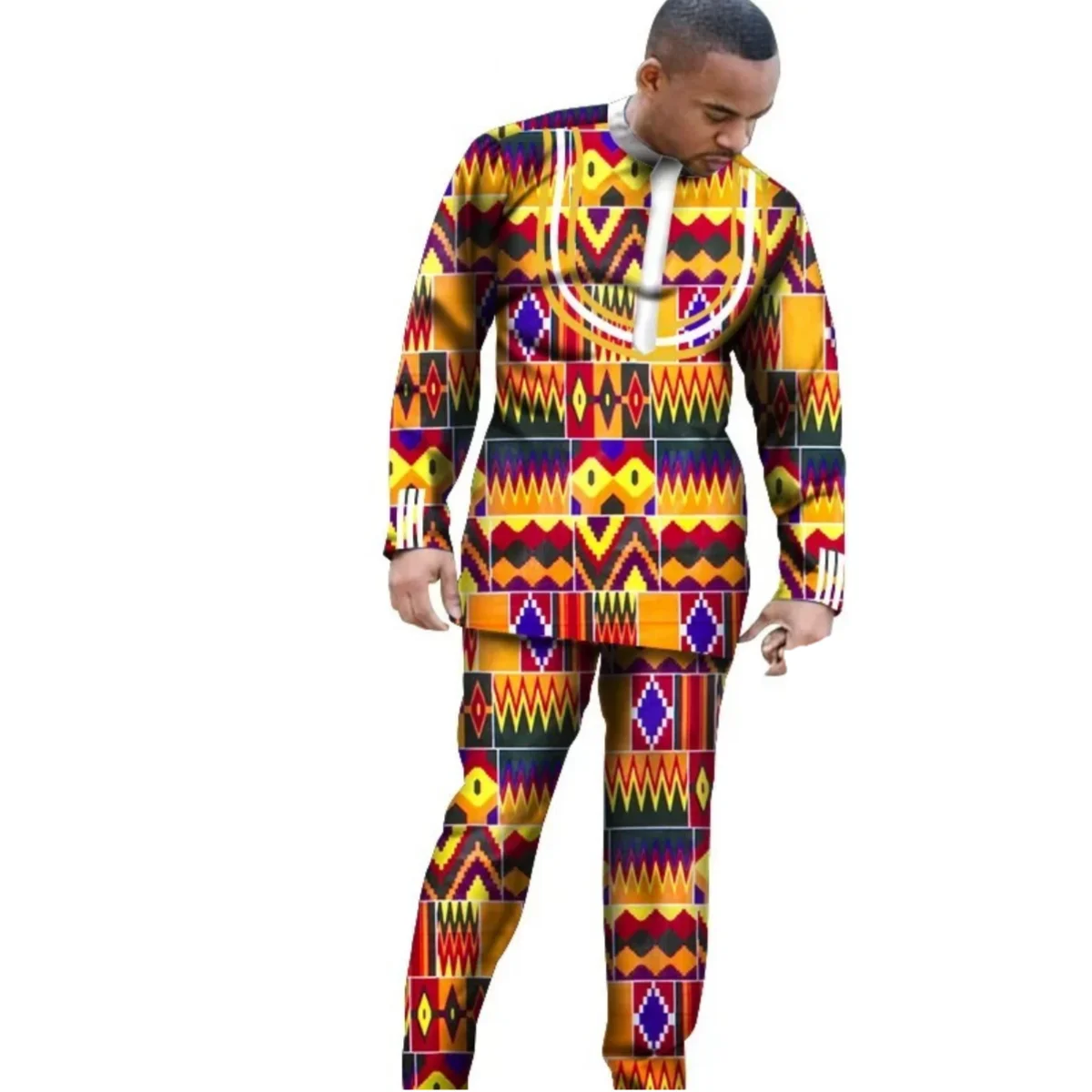 African Parent-child Clothing Long Sleeve Slim Fits Dashiki Outfits for Father Boys Fashion Men African Clothes Sets Wyq340