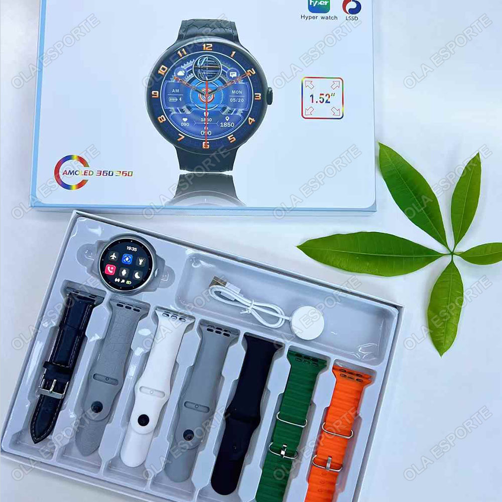 7 in 1 Strap Smart Watch Sports Watch Men Women AMOLED Screen GPS Bluetooth Calls Waterproof SmartWatch for Android IOS 2025 New