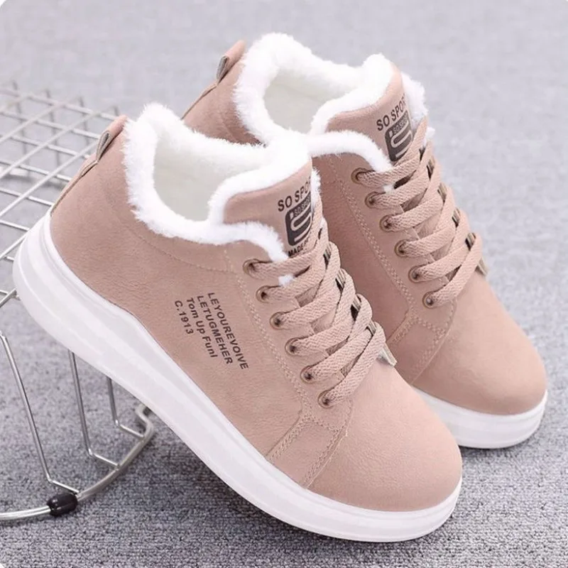 New Winter Velvet Flat Sneakers for Women Fashionable and Comfortable Snow Shoes Thickened and Warm Student Casual Cotton Shoes