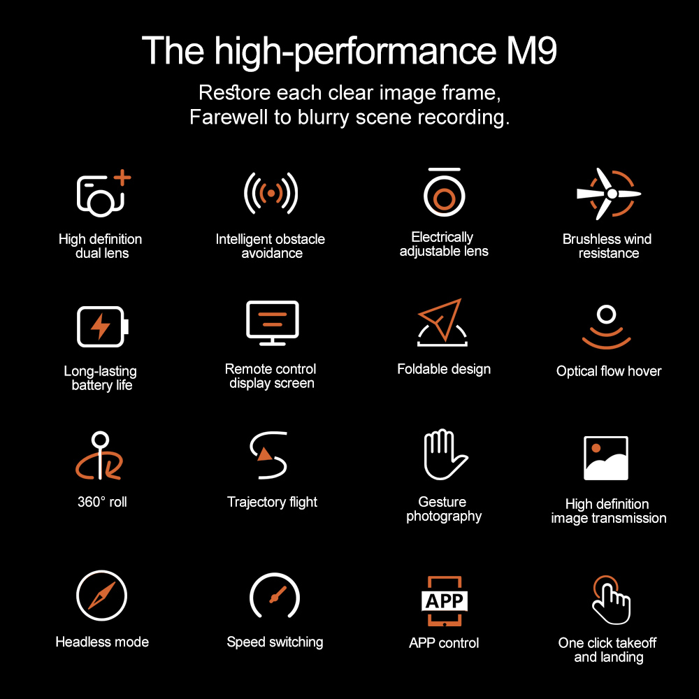 Original M9 Pro Professional 4K Drone with 5G GPS HD Dual Camera Brushless Foldable Quadcopter for Photography RC Drones Toy