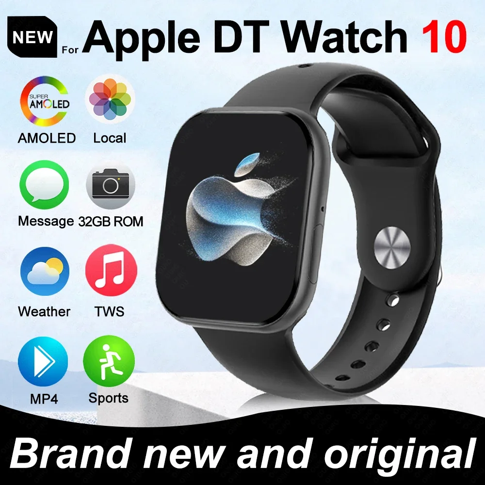 2025 New Original for Apple DT Watch 10 Smart Watch Men AMOLED 4GB Memory Music 3D Surround BT Call Waterproof smart watch Woman