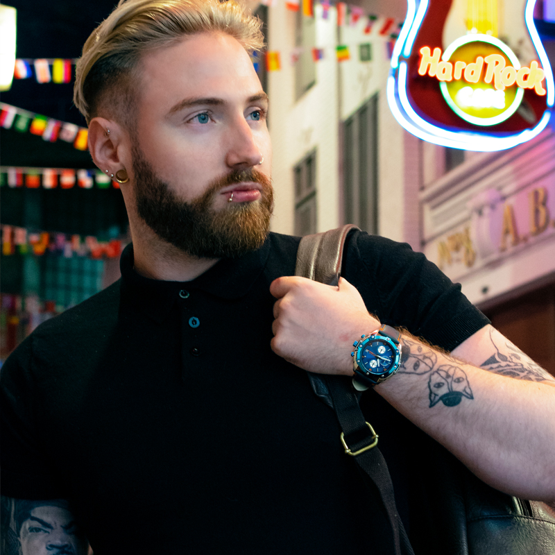 Men's Army Military Wrist Watch MEGIR Men Luxury Blue Watch Leather Sports Watches Mens Business Waterproof Quartz Clock Relogio