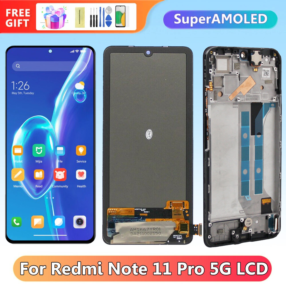 6.67'' Display Screen for Xiaomi Redmi Note 11 Pro 2201116TG Lcd Display Digital Touch Screen for Xiaomi Redmi Note 11 Pro 5G