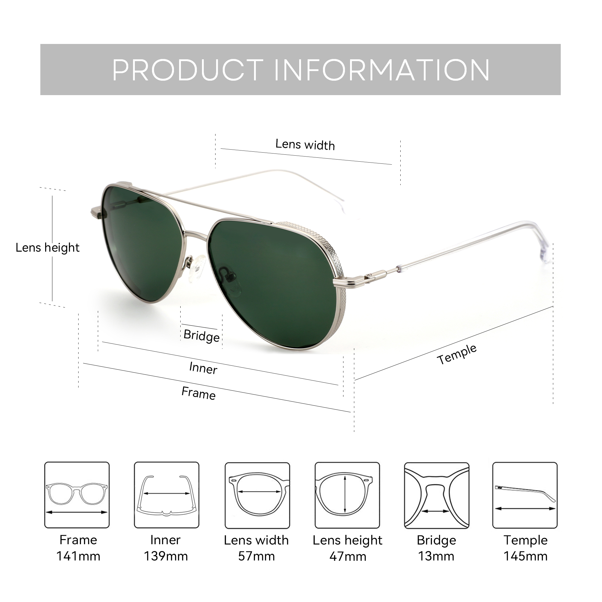 ZENOTTIC XL Size Fashion Aviator Prescription Sunglasses for Men Metal UV400 Polarized Progressive Optical Sun Glasses