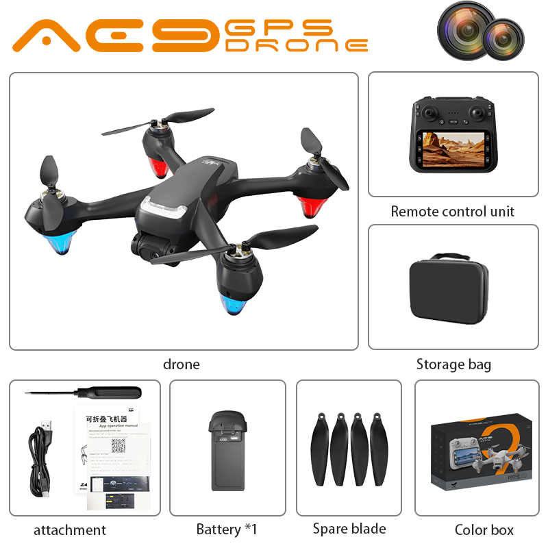 AE9 GPS Drone 4K Professional HD Camera Aerial FPV Brushless Optical Flow with Large Screen Remote Control Quadcopter Boys Toys