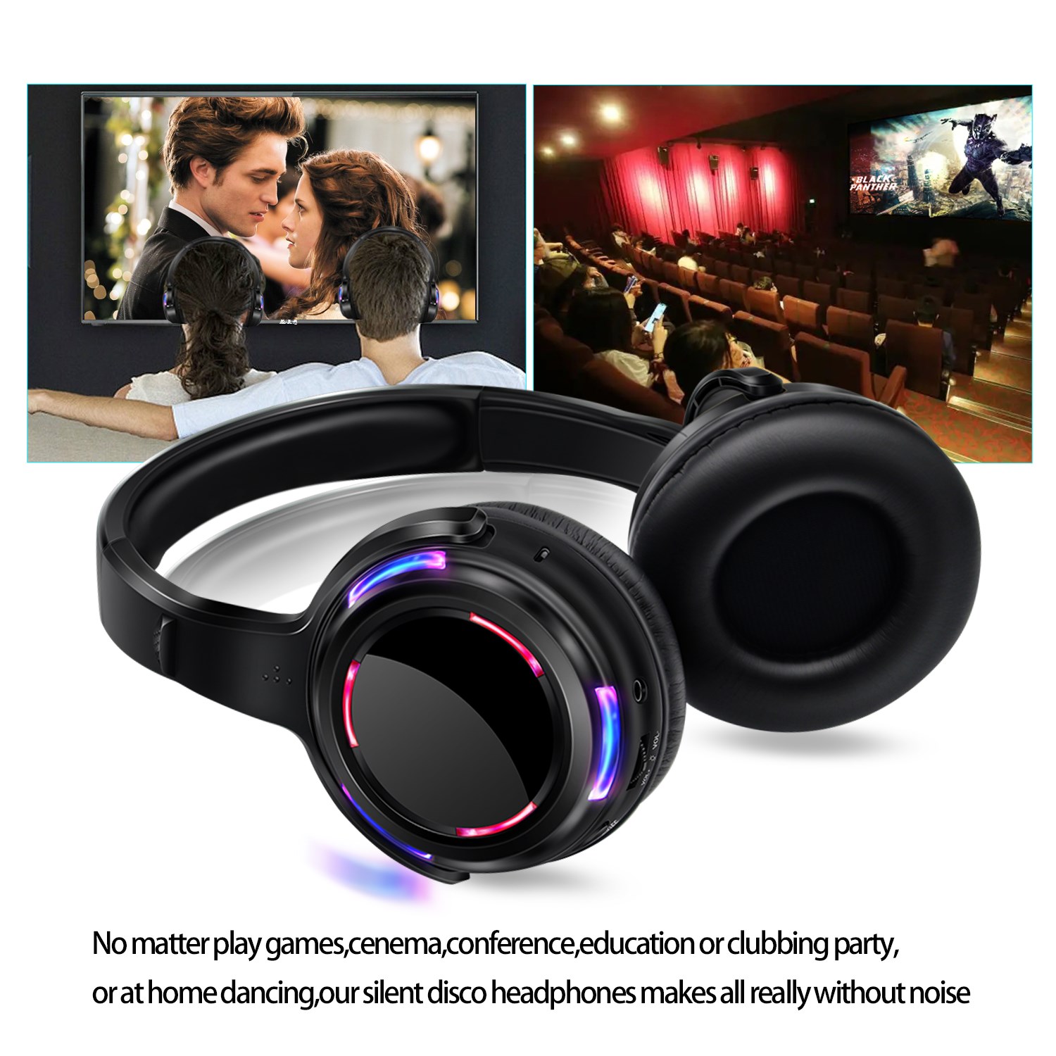 Silent Disco Led Wireless Headphones for Party Several Bundles for Choice