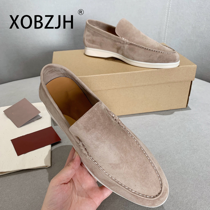 No Logo-Luxury Designer Suede Leather Men's Loafers Spring and Autumn Casual Soft Sole High Quality Cashmere Trends Flat Shoes