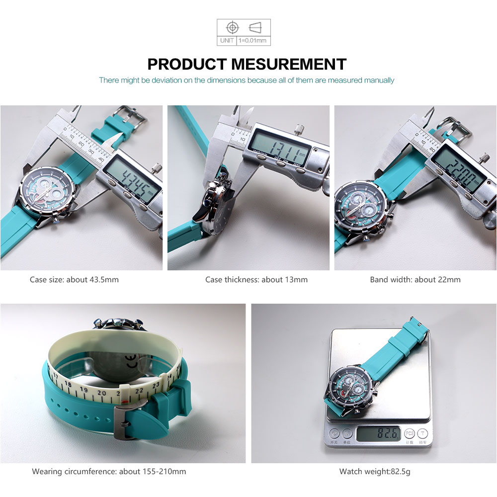 MEGIR Men's Quartz Watch with White Silicone Strap Luminous Hands Fashion Sport Waterproof Chronograph Wristwatch with Calendar