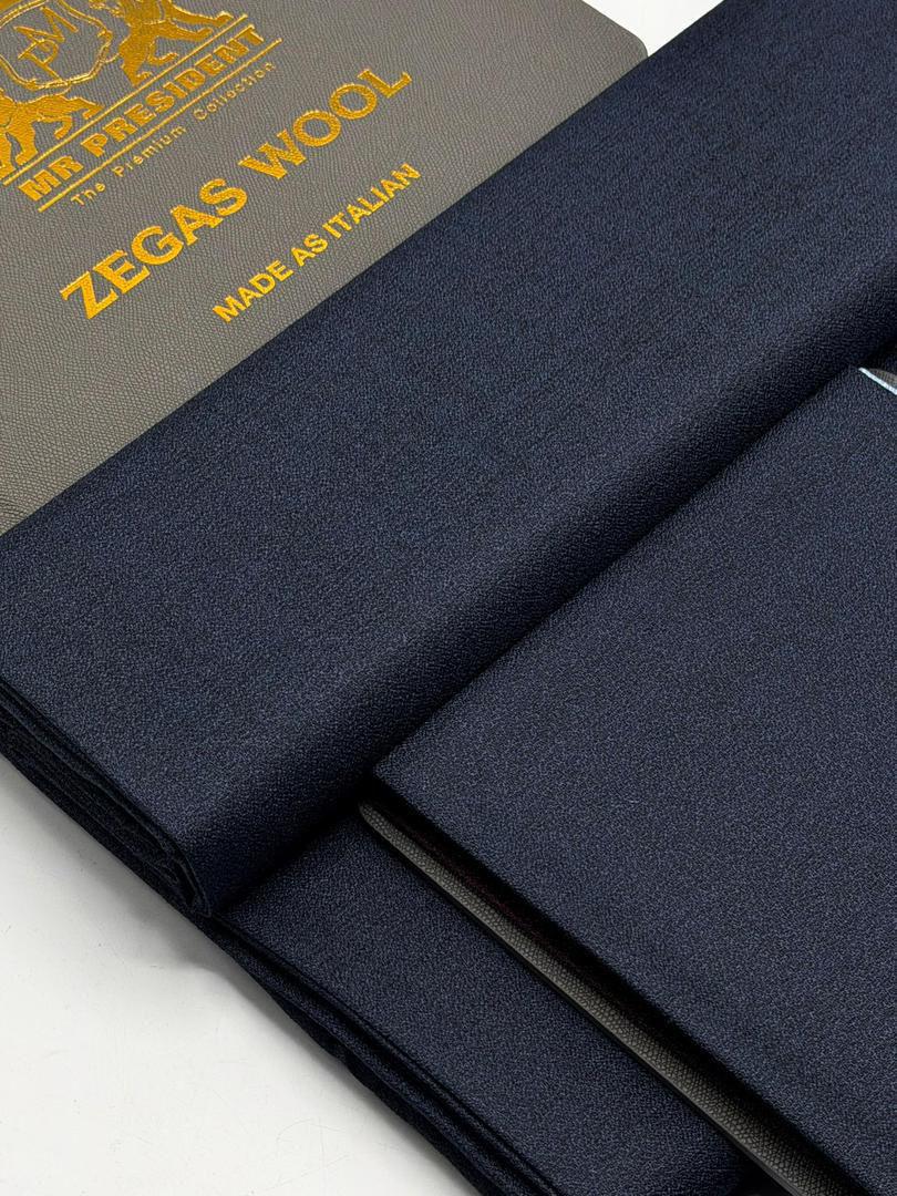 Zegas Wool Men's Fabric - Navy Blue Premium Suit Material
