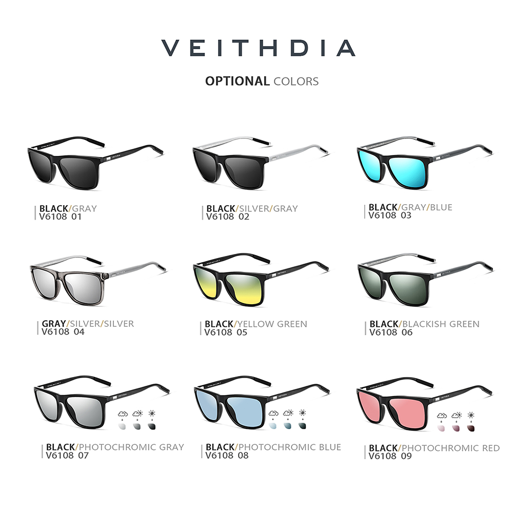 VEITHDIA Brand Sunglasses Unisex Retro Aluminum+TR90 Sunglasses Polarized Lens Vintage Eyewear Sun Glasses For Men/Women 6108