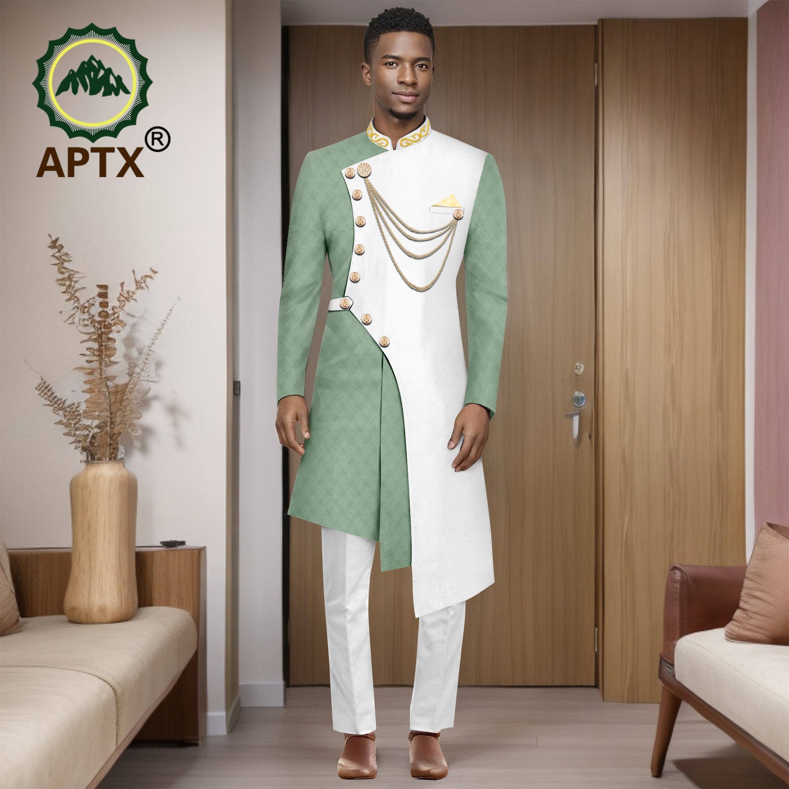 African Suits for Men 2025 Fashion New Two-piece (top + Pants) Men's Set Dashiki Outfits Party Wedding Guy Mens Clothes 2516001