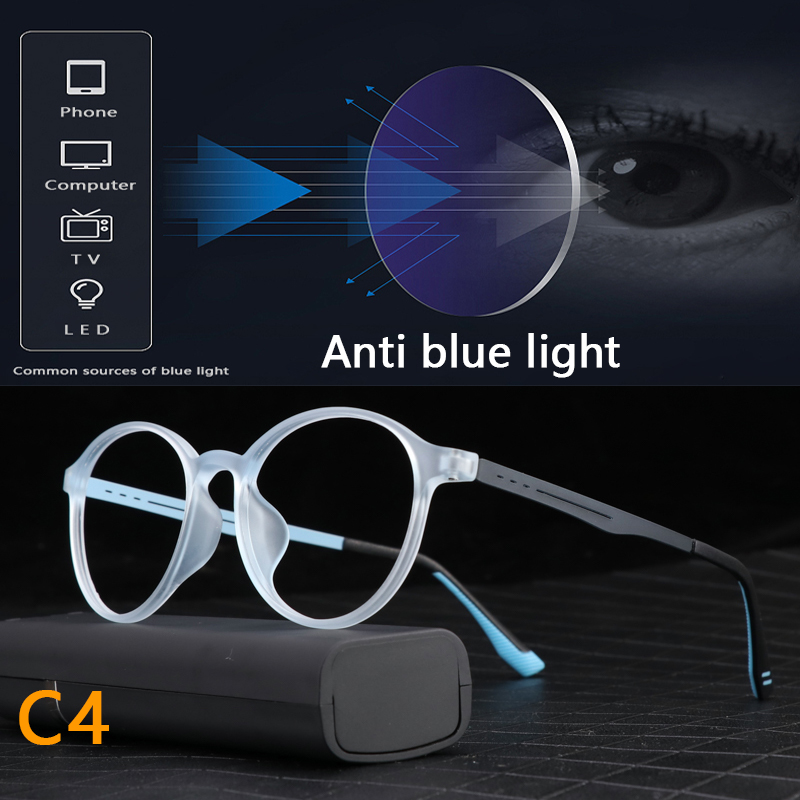 Ultralight Titanium Retro Round Anti Blue Light Photochromic Reading Glasses For Men Computer Presbyopic Eyeglasses Women