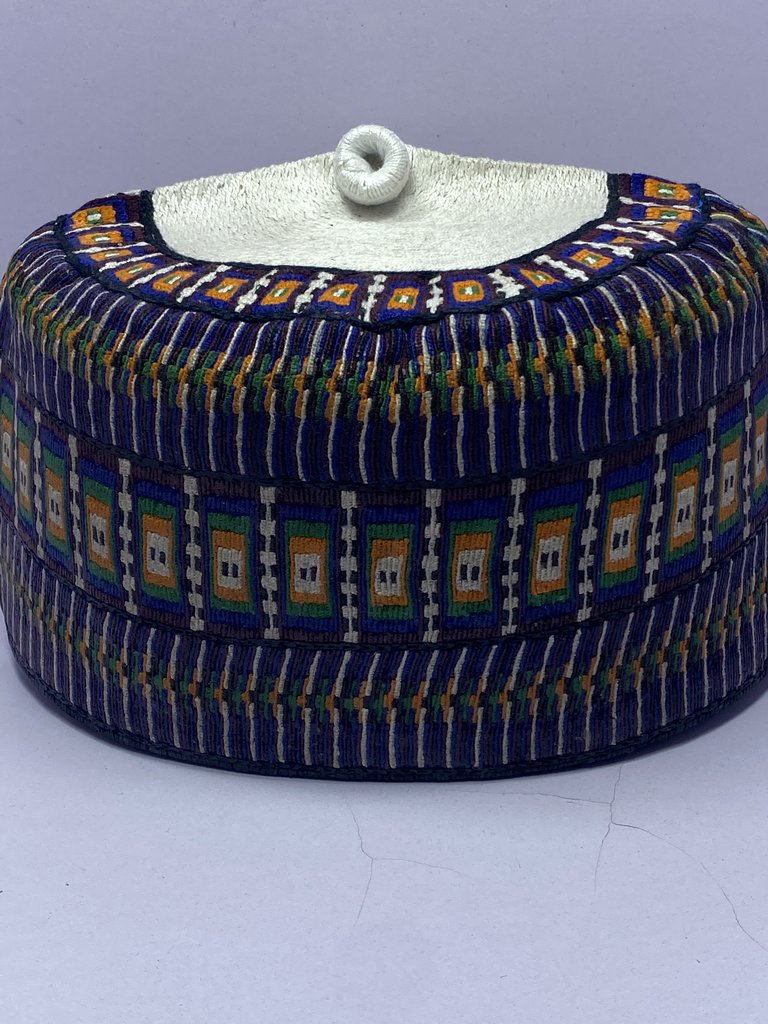 Boxed Blue Rawaram – Hausa/Fulani Cap, Kufi, Handwoven Cap, Zawa