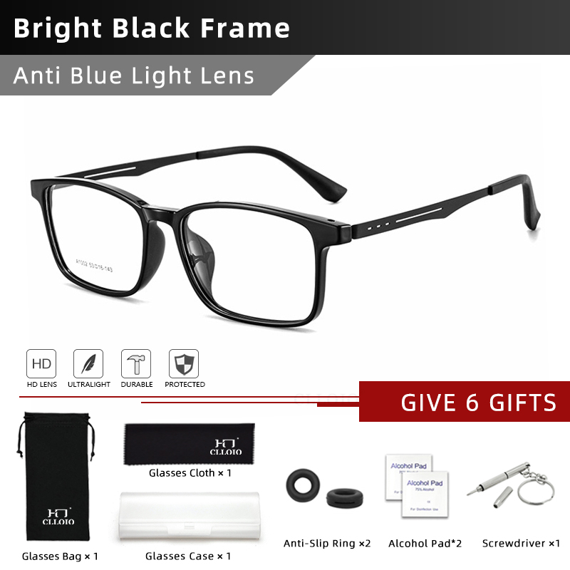 CLLOIO High Quality UltraLight Flexible TR90 Frame Anti Blue Ray Reading Glasses Myopia Hyperopia Glasses Prescription Eyewear