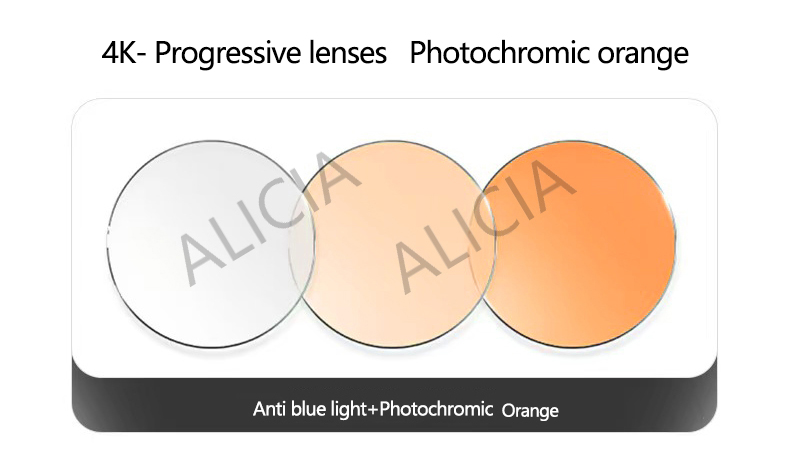 ALICIA 1.56 1.61 1.67 1.74Anti-scratch Anti-blue Photochromic Widest Field of View Progressive Multi-focal Lens 4.0  1 Pair