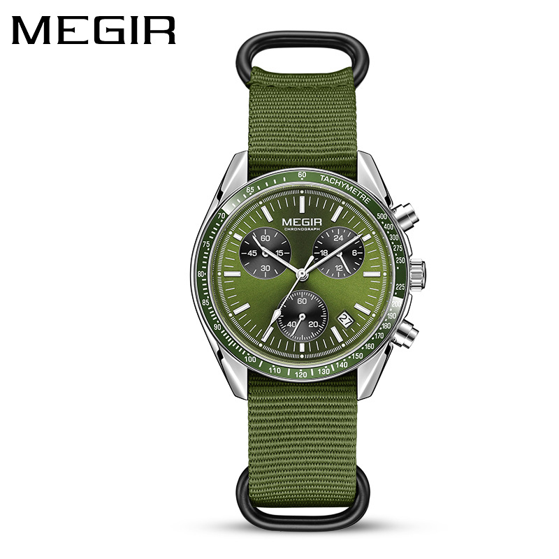 MEGIR 2247 Fashion Quartz Watches for Man Calendar Chronograph Clock Canvas Strap Luminous Casual Sports Men Watch reloj hombre