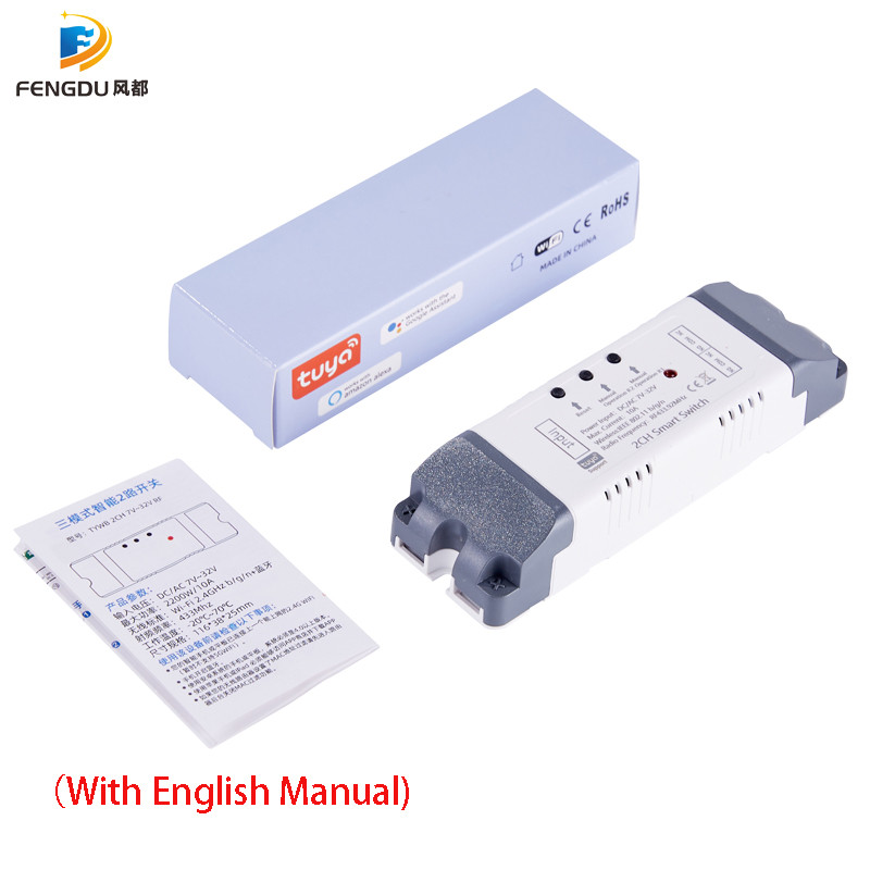 Alexa Smart Switch Tuya Smart Home 2 Channels Wifi Switch 220V 7-32V 85-250V USB 5V 10A RF433 Remote 2CH Pulse Module Relay