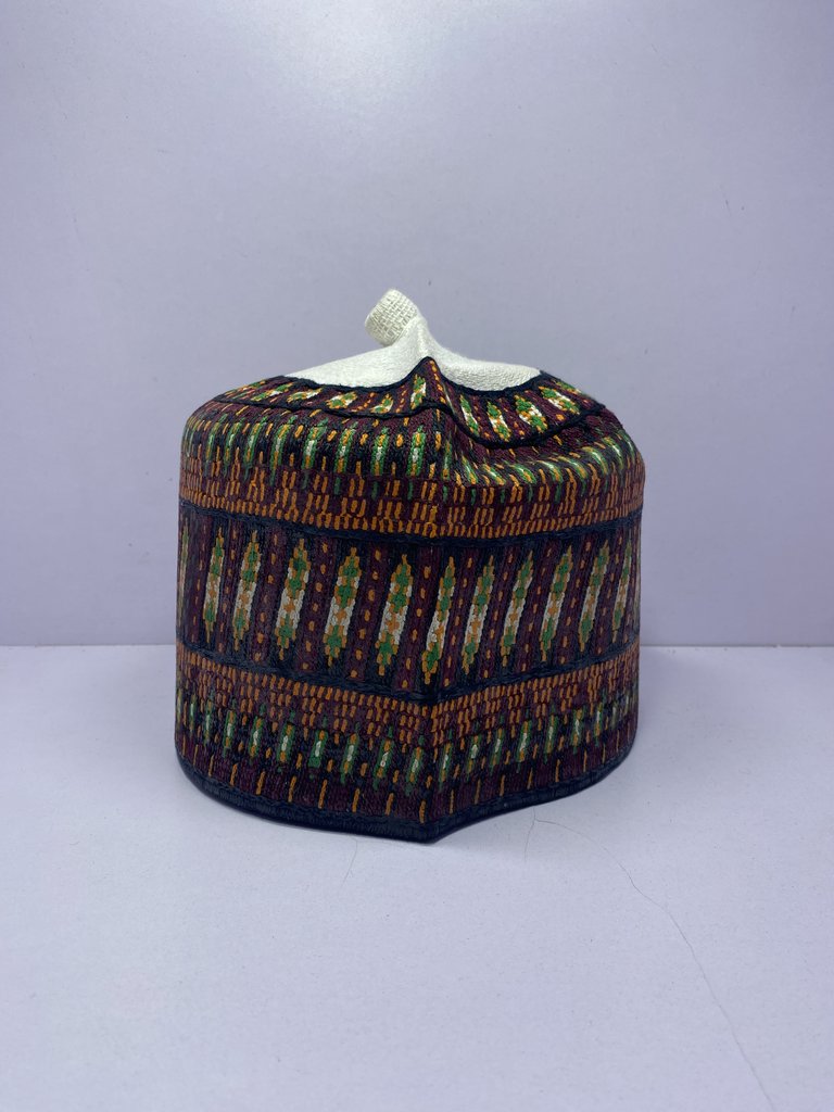 Brown Rawaram – Hausa/Fulani Cap, Kufi, Handwoven Cap, Zawa