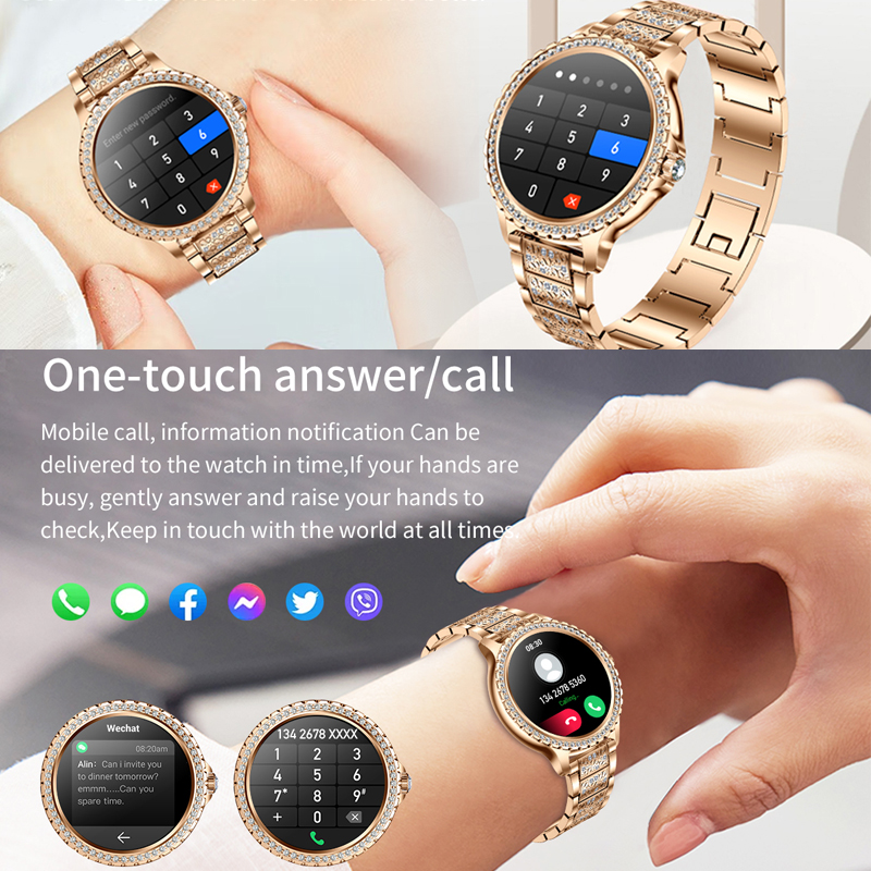 2025 New Fashion Women Smart Watch AMOLED HD Screen Sports Watch Health Heart Rate Voice Call Smart Watch For Android IOS