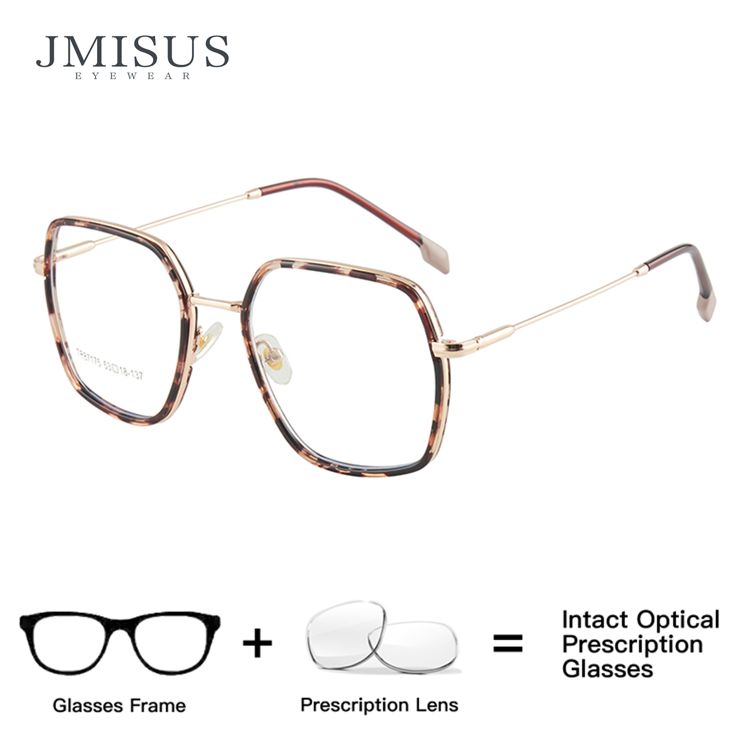 JMISUS Women Metal Prescription Glasses Square Progressive Optical Eyeglasses Anti-Blue Light Myopia/Hyperopia Eyewear