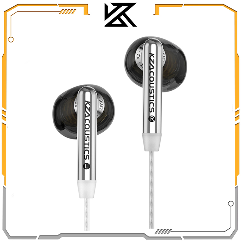 KZ Duet Quad Core Dual Dynamic Drivers In-ear Wired Headphones for HiFi Music Gaming Stereo Sound Quality Headphones
