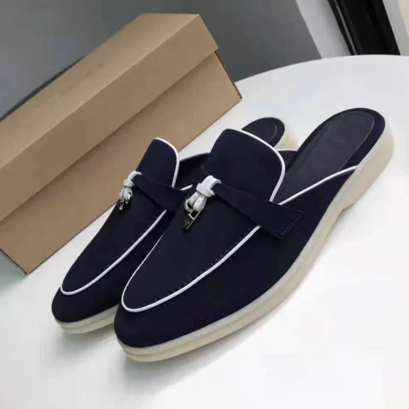 2023 Summer New Women's Genuine Leather Bagged Slippers Outer Wear Slip-on Lazy Shoes Fashionable Foreign Trade Slippers