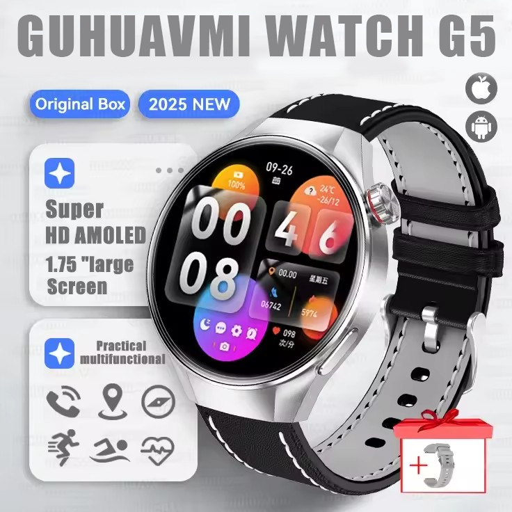 2025 New Originl Watch G5 PlUS Smart Watch 1.75" HD AMOLED Screen GPS track Heart Rate Bluetooth Call Compass Smartwatch for Men