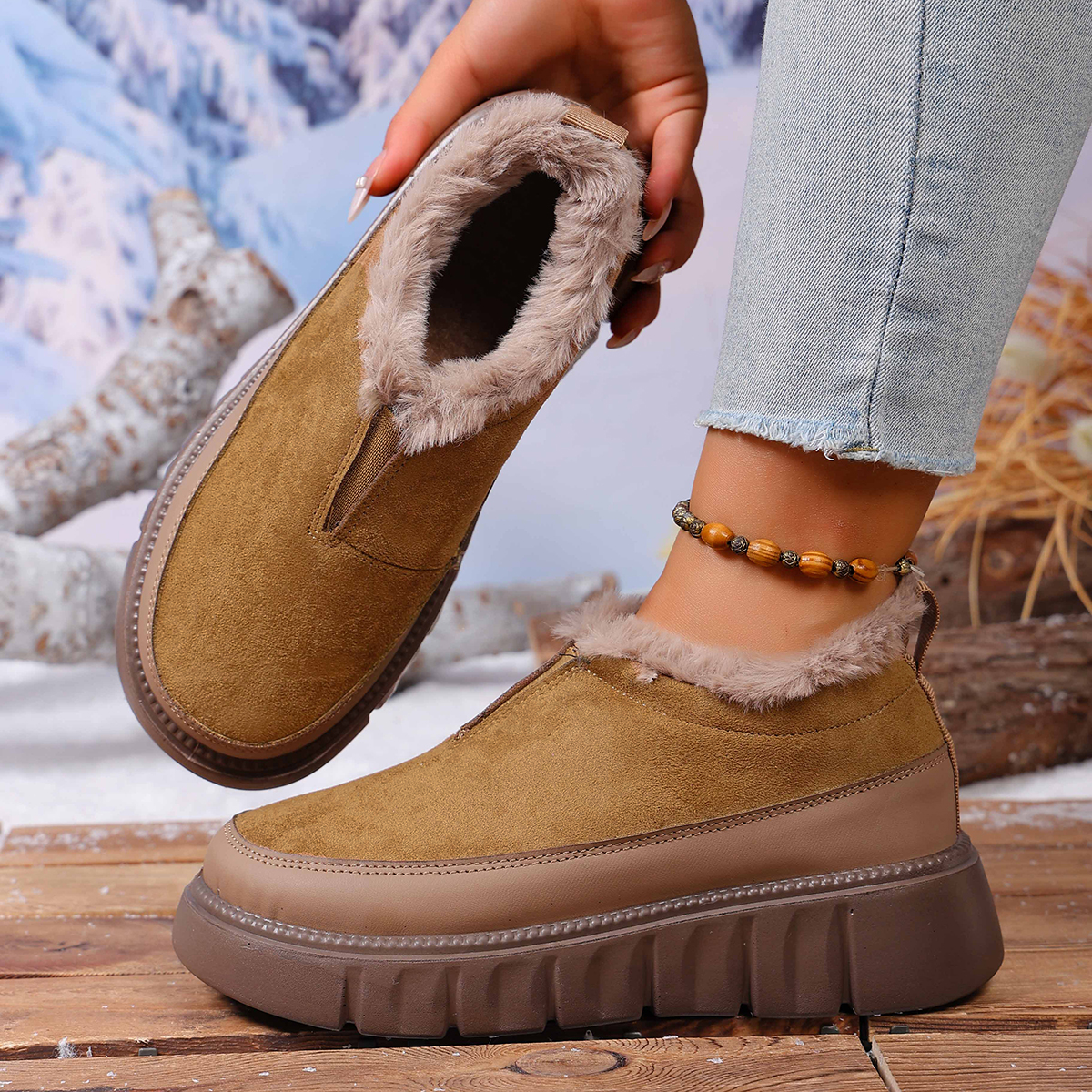 2025 Winter New Thickened Anti-slip and Durable Women's Cotton Shoes with Fleece Lining Warm and Comfortable Free Shipping