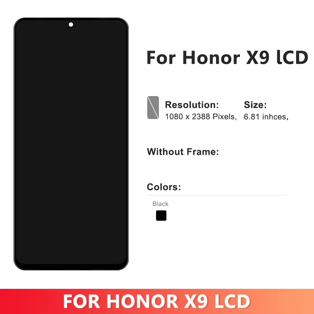 6.81" For Honor X9 4G/5G LCD Display Screen Touch Panel Digitizer Assembly For Honor X9 ANY-NX1 Screen with NO Frame