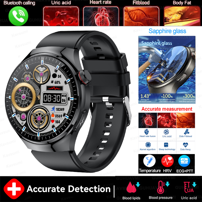 2025 New Blood Lipids Uric Acid Blood pressure Smart Watch Men ECG+PPG Fitness Tracker Clock Heart Rate Bluetooth call Smartwatc
