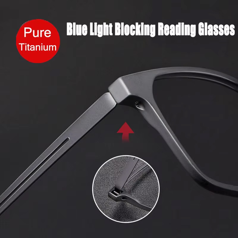 Customizable Pure Titanium Reading Glasses Men Women TR90 Anti-Blue Ray Full frame Computer Spectacles Diopter +1.0 +4.0