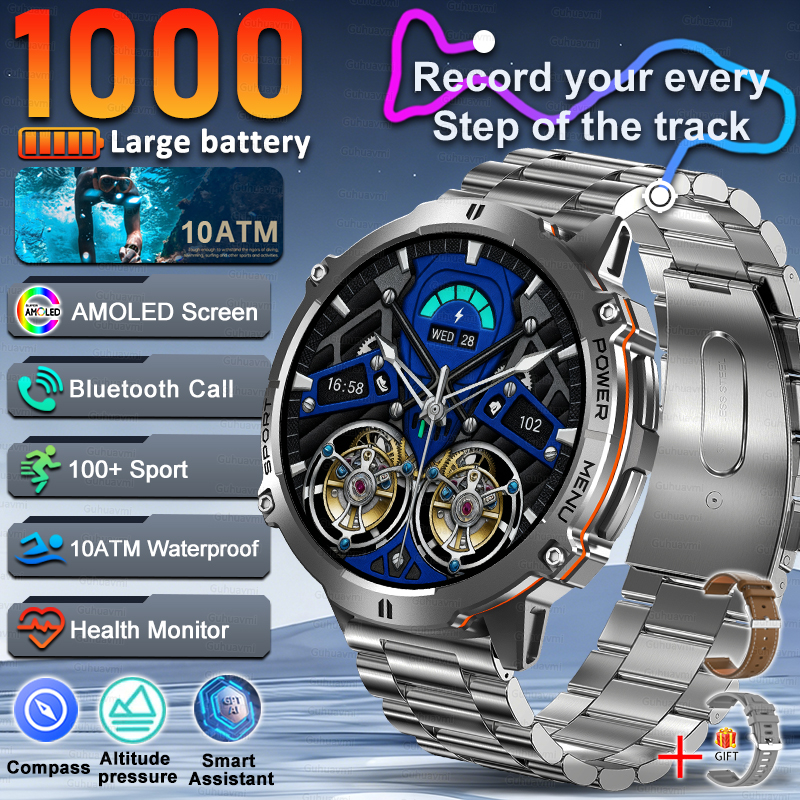 Men Smartwatch High End Sports Watches 1000mAh Large Battery Waterproof Durable AI Custom dial  TREX3  Smart Watch For Men women