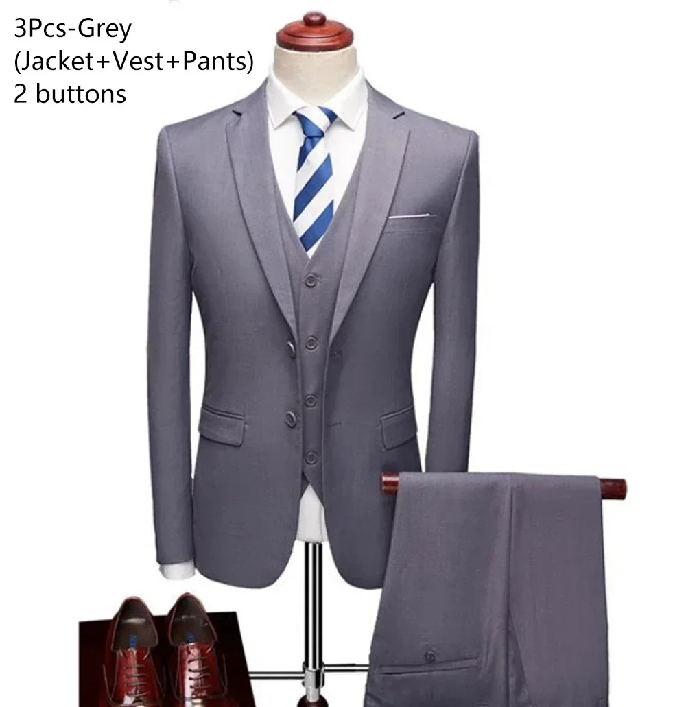 Men's Fashion Business Gentleman Single Breasted Plaid Gentleman Comfortable Suit Professional Formal Suit Banquet Suit Dress