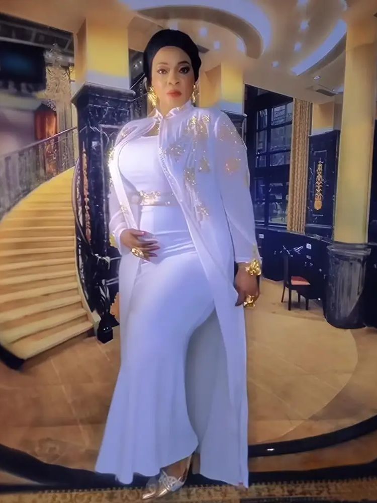 Discount chic and elegant woman dress Luxury rhinestone elegant african dress woman suit african long dress for women