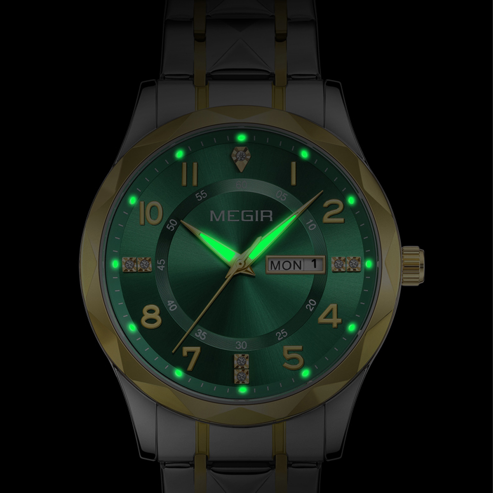 MEGIR Top Original Men Watches Waterproof Stainless Steel Date Watch Man Waterproof Quartz Luminous Wristwatch Relogio Masculino