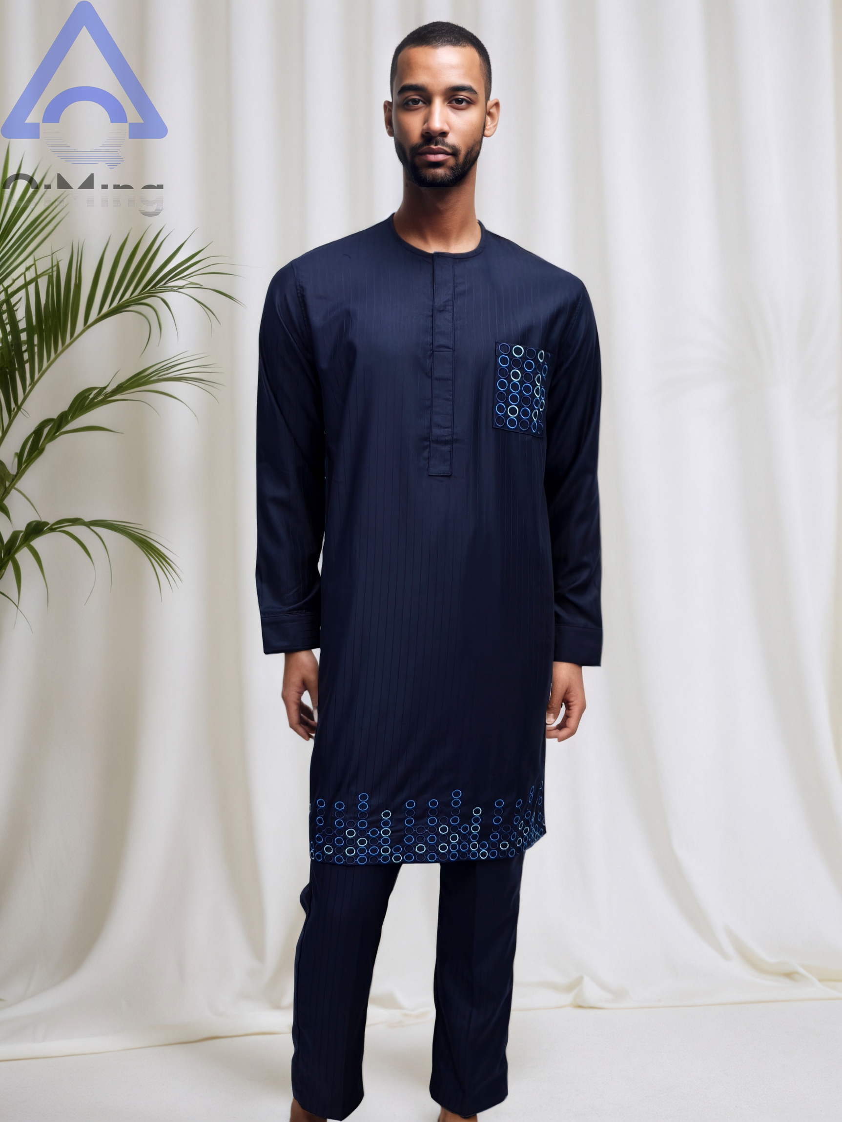 African Boubou Arab Islamic Kandura Muslim Dress Suits Containing 40% Cotton Prayer Eid Dubai Moroccan Men's Abaya Luxury Outfit