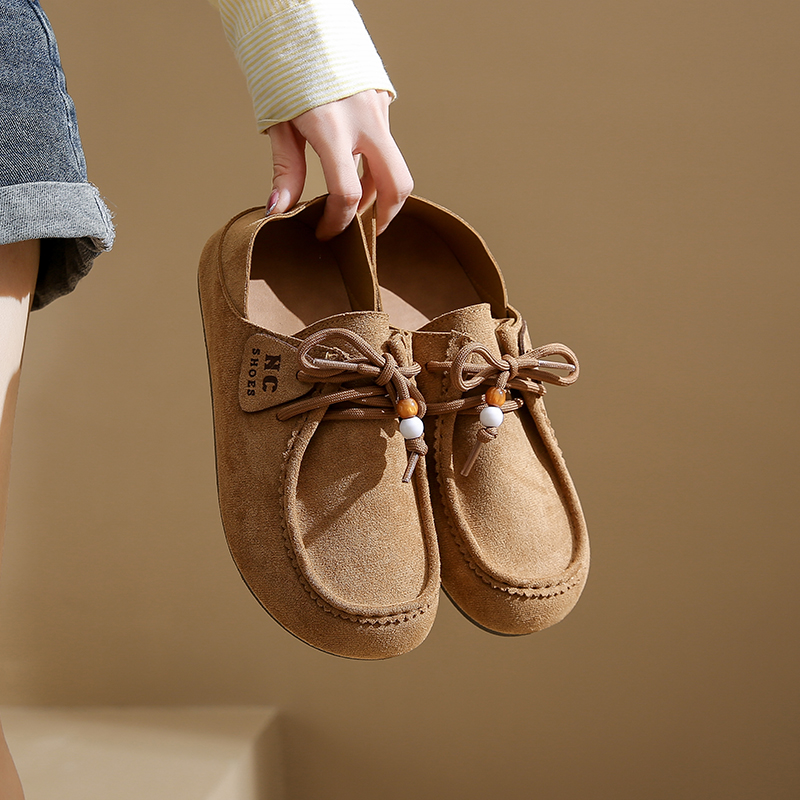 Fashion Brand Shoes Woman 2025 Autumn New Vintage Suede Loafers Pumps Women's Casual Flats Shoes British Style Flat Single Shoes