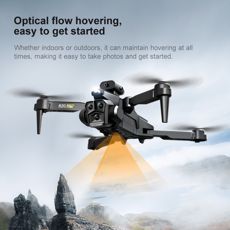 New K10MAX Drone Triple HD Camera Aerial  OAS Remote Control Aircraft Optical Flow Quadcopter Kid Gifts