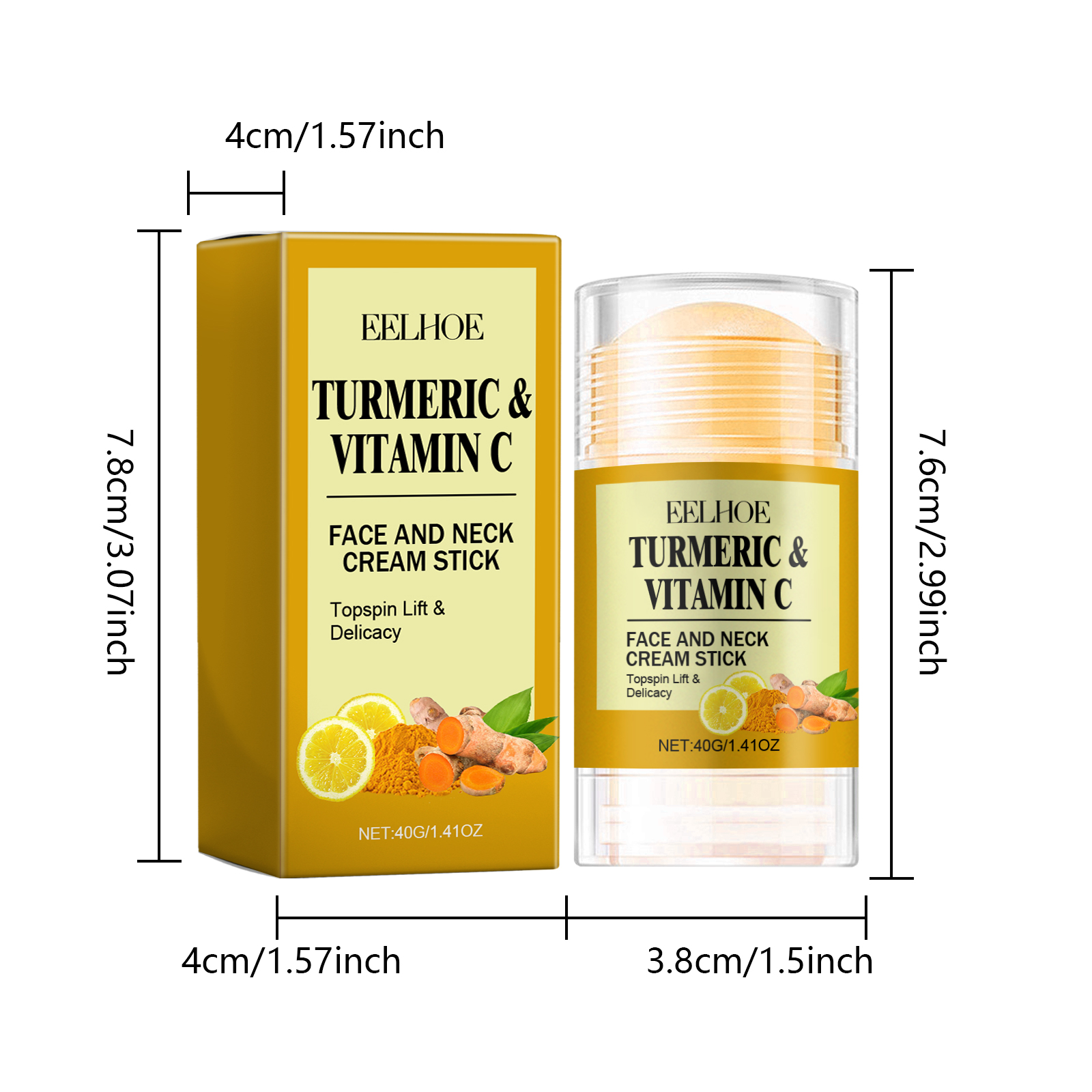 Turmeric Face & Neck Cream Stick Lift & Tighten Skin Lighten Neck Lines Smoothing Brightening Moisturizing Beauty Neck Care Crea