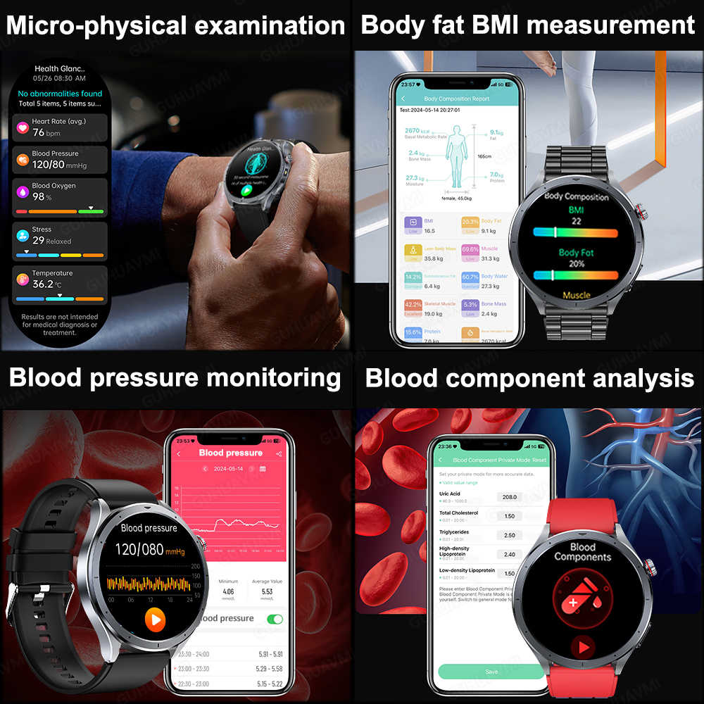 2025 New AI Health Care Accurate detection ECG+PPG SmartWatch Blood Pressure lipids Uric Acid Analysis ChatGPT Health Smartwatch