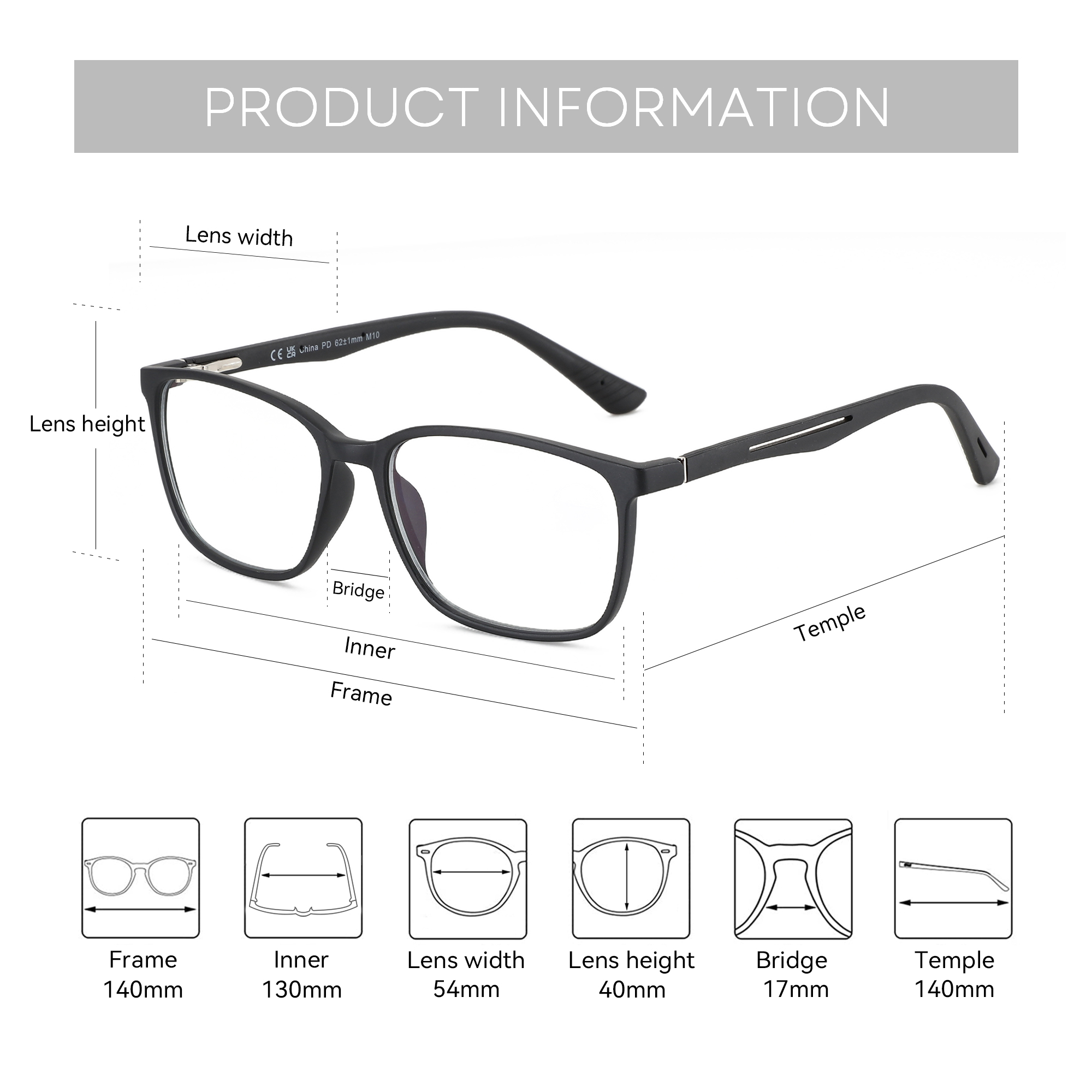 BLUEMOKY Rectangle Prescription Eyeglasses For Men Women Fashion Glasses Myopia Hyperopia Progressive Anti-Blue Light Eyewear