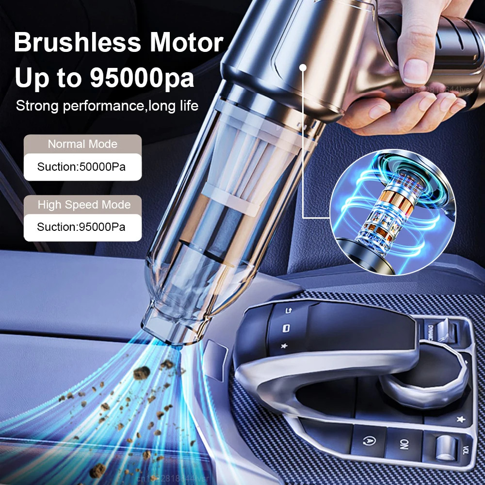195000PA Car Vacuum Cleaner Powerful Cleaning Machine Car Accessories Home Auto Robot Wireless Cleaner Appliance Strong Suction