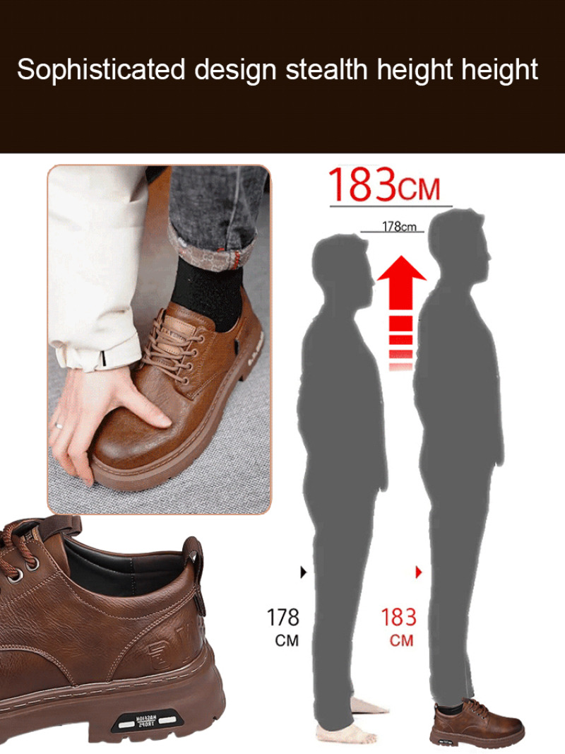 Men's Outdoor Casual Leather Shoes Dad Big Head Leather Shoes Lace Free Retro Men's Shoes Antiskid Outdoor Oxford Work Shoes
