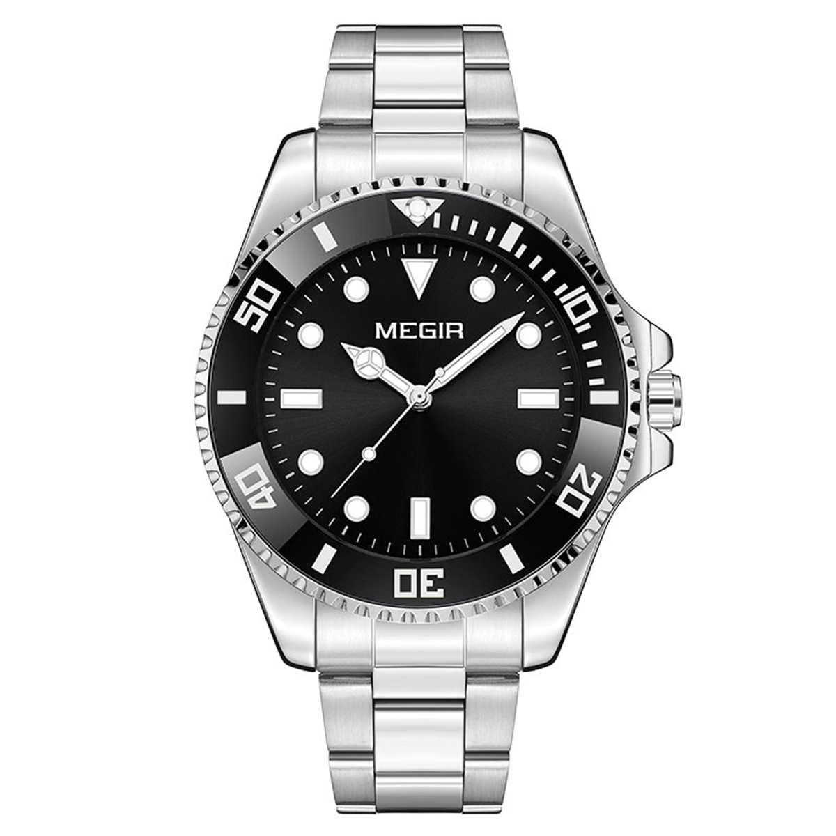 MEGIR Business Watch for Men with Quartz Movement Date Calendar Minimalist Stainless Steel Strap Wristwatch with Luminous Hands