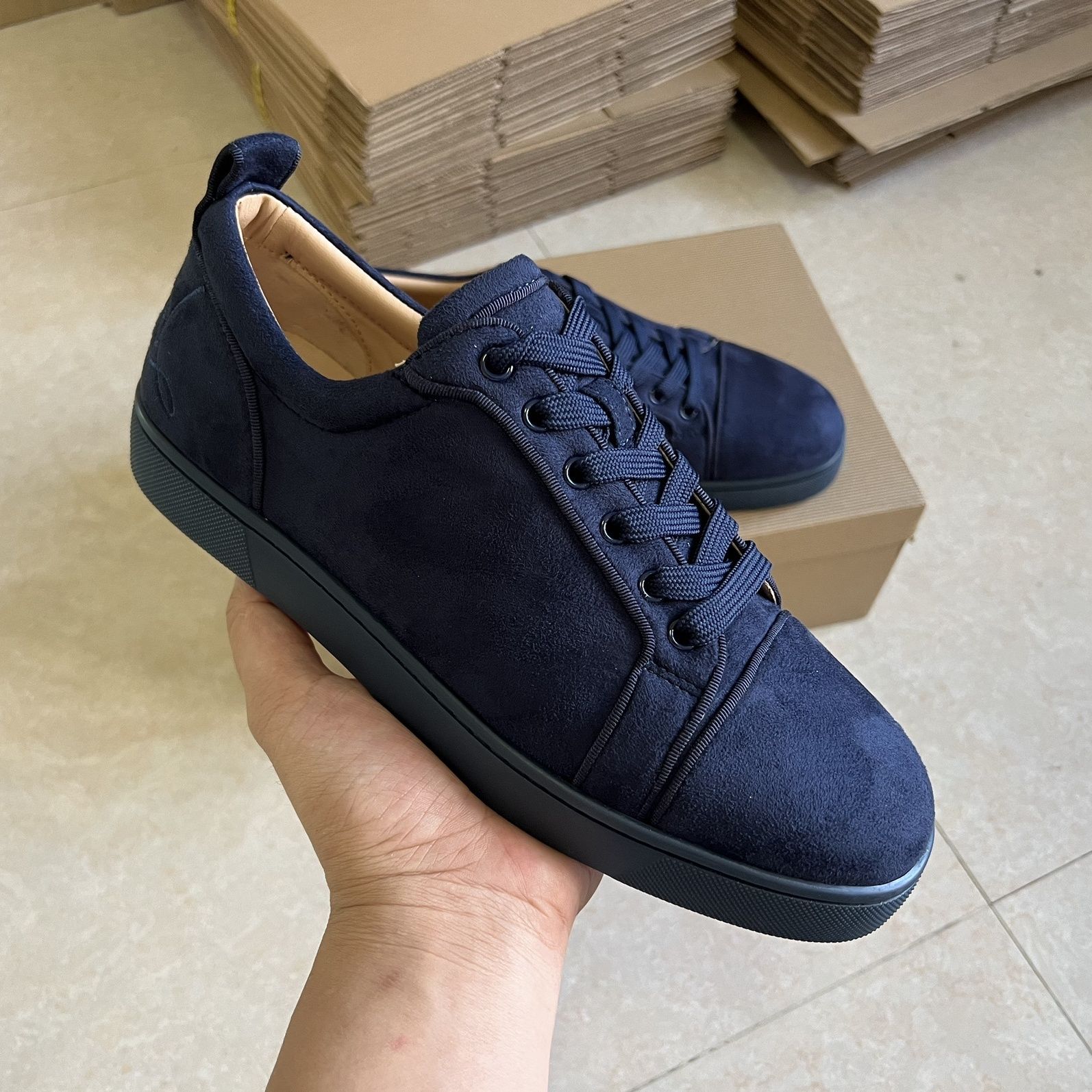 2025 New Men's Fashion Low-cut Blue Casual Shoes High Street Men's Increased Lace-up Round-headed Casual Shoes Red Shoes