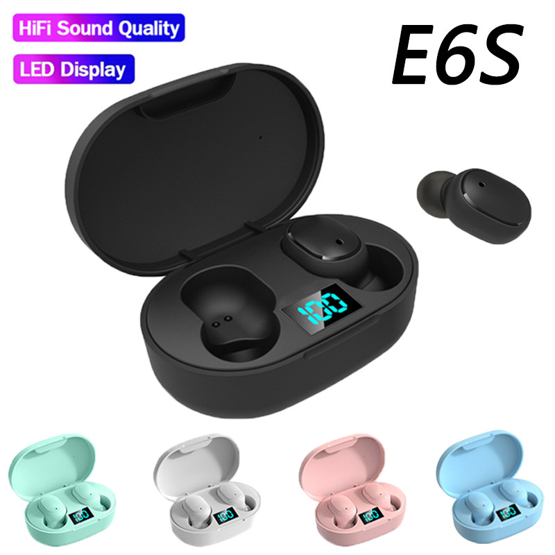 E6S TWS Wireless Earphones Bluetooth 5.0 Headphones Waterproof Earbuds LED Display HD Stereo Bass Mic for Xiaomi iPhone Huawei